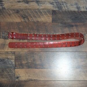 Vintage Women's Red Clear Belt with Eyelets